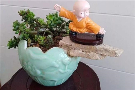 破酒瓶做花盆